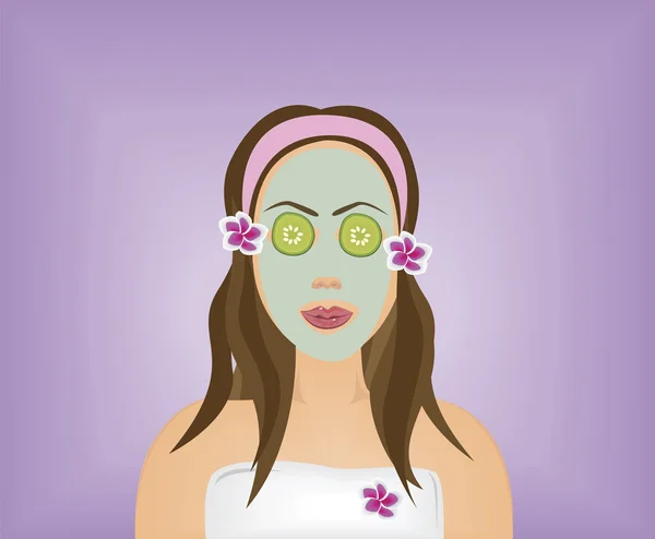 Vector de la mujer con máscara facial — Archivo Imágenes Vectoriales