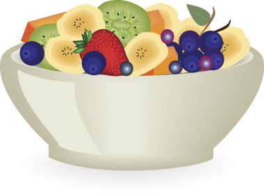 meyve salata kasesi vektör görüntü.