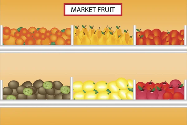 Imagen vectorial de puestos de frutas del mercado — Vector de stock