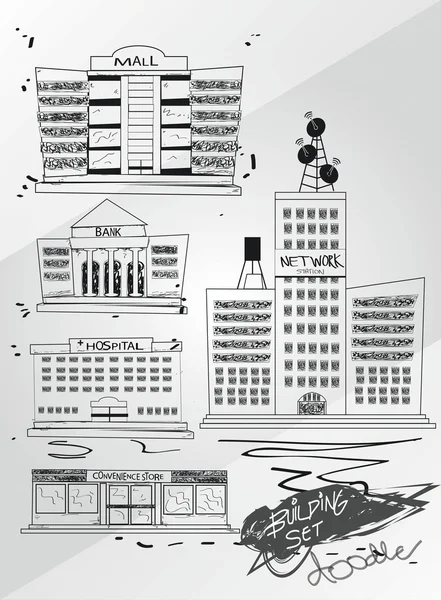 Building set vector — Stock Vector