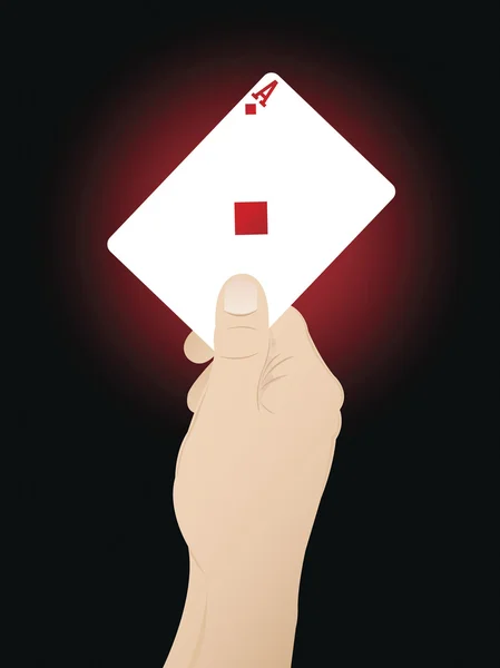 Vector image of a person holding aces of diamonds. — Stock Vector