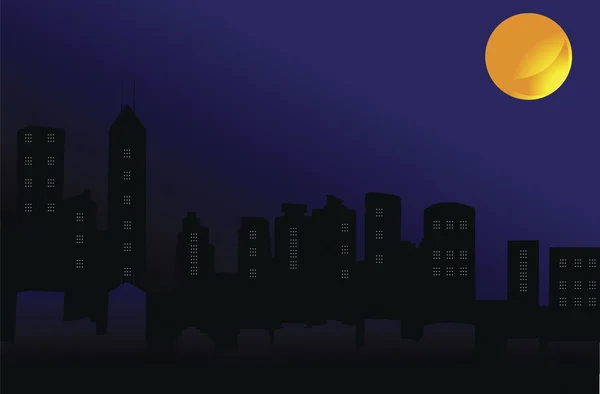 Imagen digital de los edificios de la ciudad por la noche . — Vector de stock