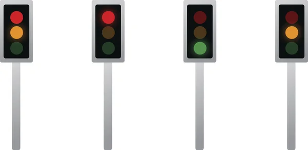 Vector image of four stop lights. — Stock Vector