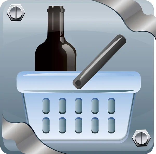 Illustration of wine bottle in a basket. — Stock Vector