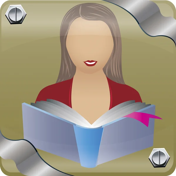 Vektor kép egy női olvasó könyv. — Stock Vector