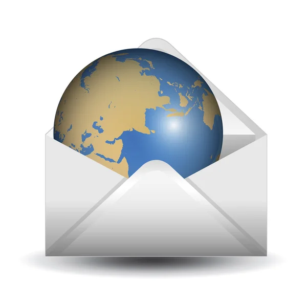 Globe binnen de mail envelop vector — Stockvector