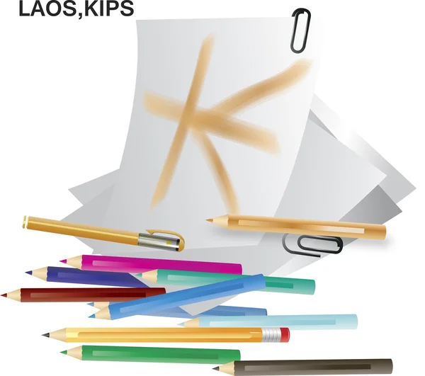 Colorful pencils with kips sign vector — Stock Vector