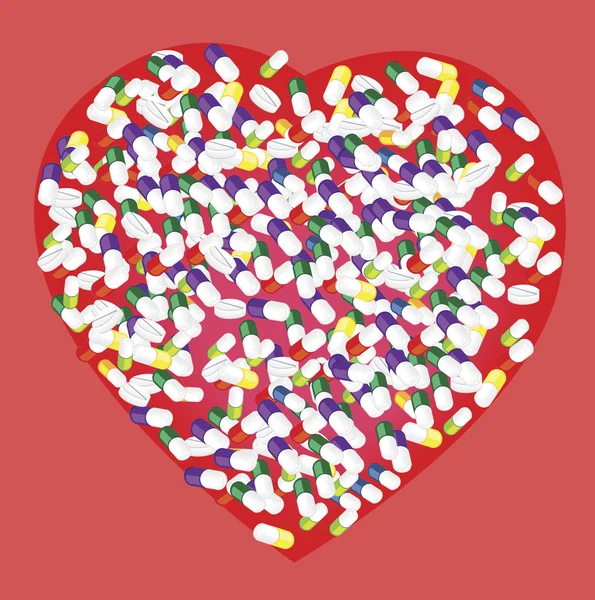 Εικονογράφηση μιας καρδιάς γίνεται με φάρμακα. — Διανυσματικό Αρχείο