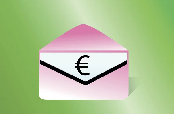 Euro symbol in a envelope, — Stock Vector