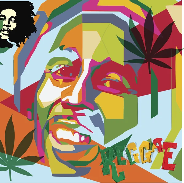 Pintura colorida de Bob Marley . — Vector de stock