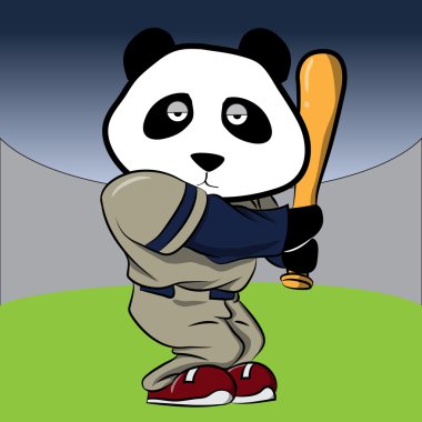 Panda beyzbol oyuncu vektör