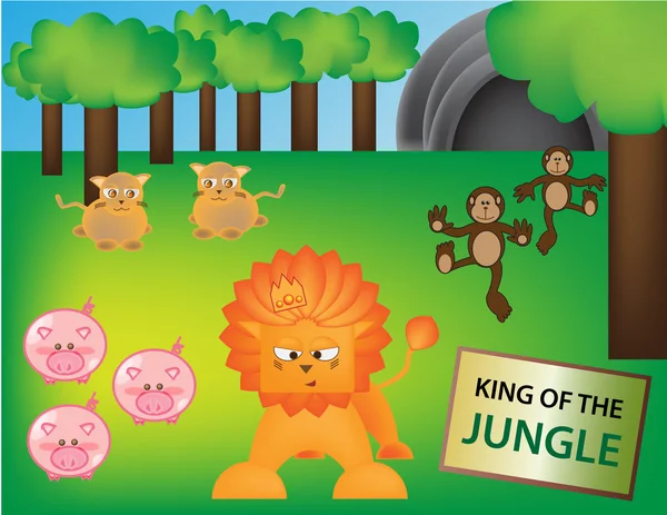 Λιοντάρι στο άνυσμα ζούγκλα — Διανυσματικό Αρχείο
