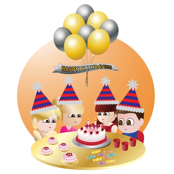 Clip art of celebrating the child birthday — Stock Vector