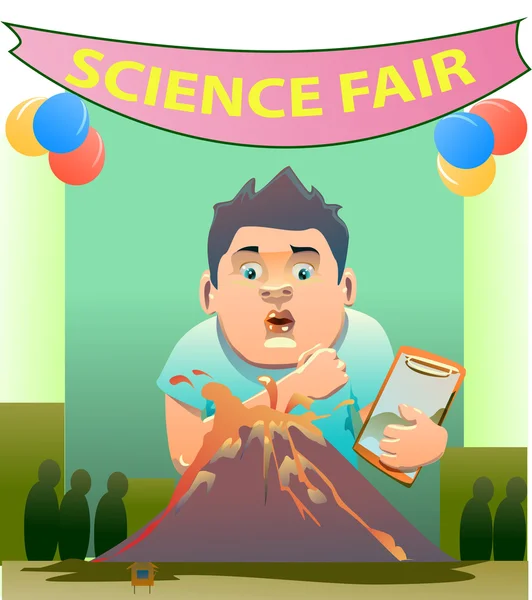 Clip art de erupción volcánica en feria de ciencias — Archivo Imágenes Vectoriales