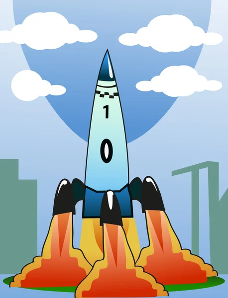 Lanzamiento de cohetes clipart — Vector de stock