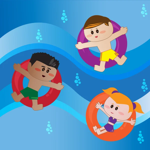 Natación niños vector — Archivo Imágenes Vectoriales