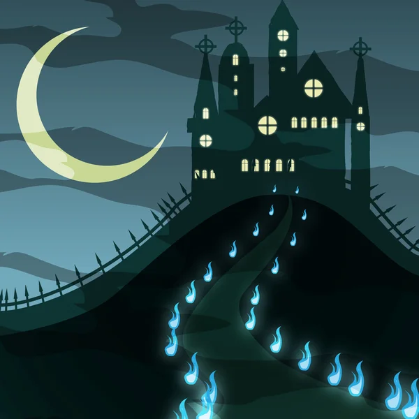 Creepy  halloween castle vector — Stock Vector