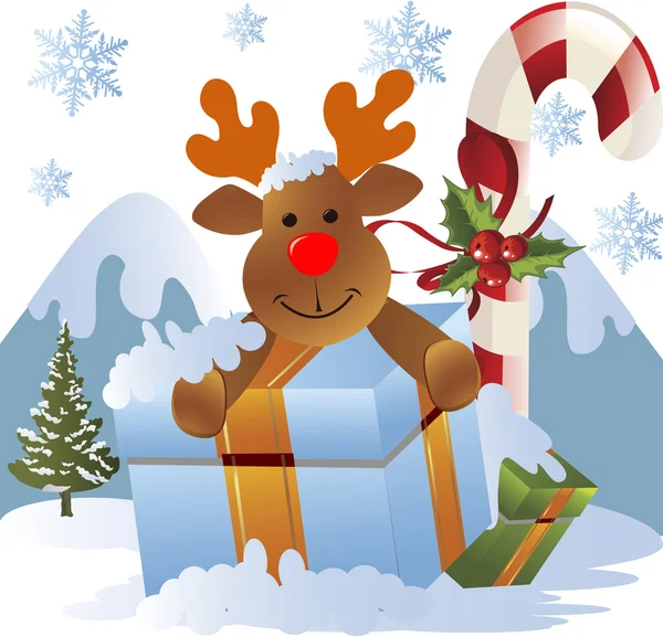 Christmas background with christmas reindeer  vector — Stock Vector