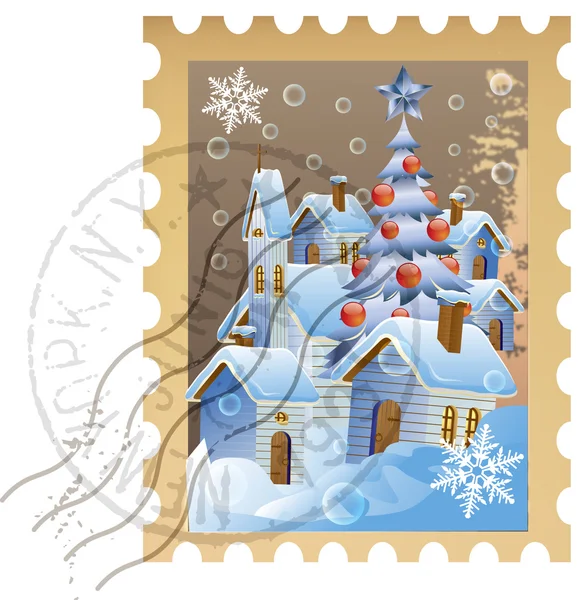 Vector stamp with christmas themed — Stock Vector