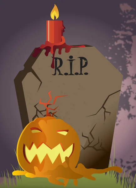 Poster with halloween tombstone vector — Stock Vector