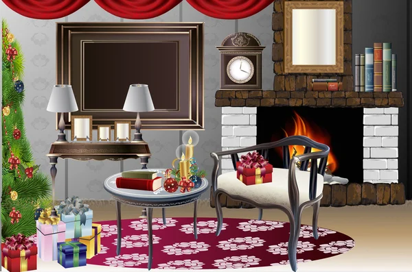 Huis met Kerstmis decoratie vector — Stockvector