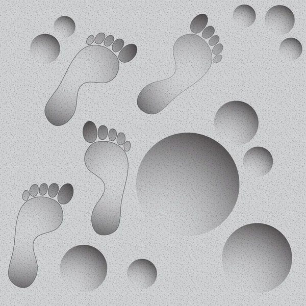 Vector footprints on sand — Stock Vector