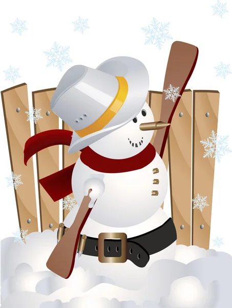 Cowboy snowman clip-art — Stock Vector