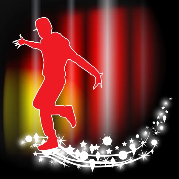 Fond vectoriel avec silhouette de danseur masculin — Image vectorielle