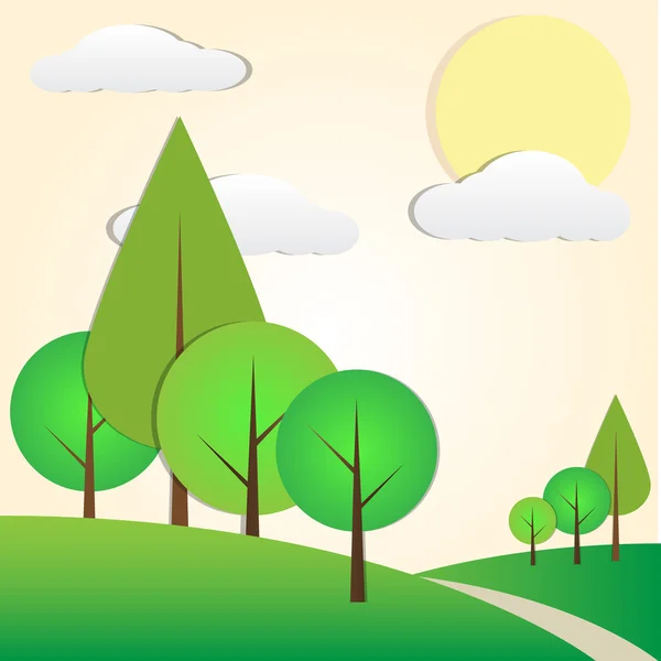 Vector countryside trees — Stock Vector