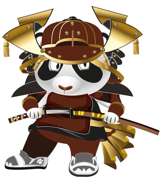 Vector panda samurai — Archivo Imágenes Vectoriales