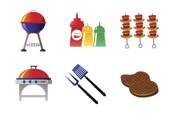 Summer barbecuing icons — Stock Vector