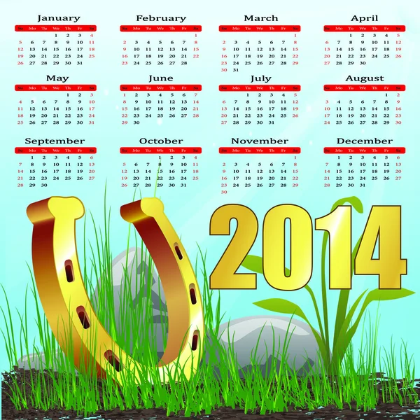 2014 nuovo anno calendario illustrazione — Vettoriale Stock