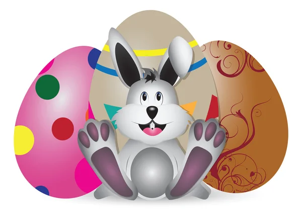 带图案的复活节彩蛋和兔子 — 图库矢量图片