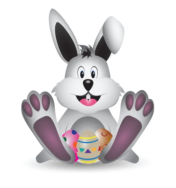 Uova di Pasqua e coniglietti fantasia — Vettoriale Stock