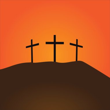 Paskalya calvary tepenin arka planlar üzerinde haçlar