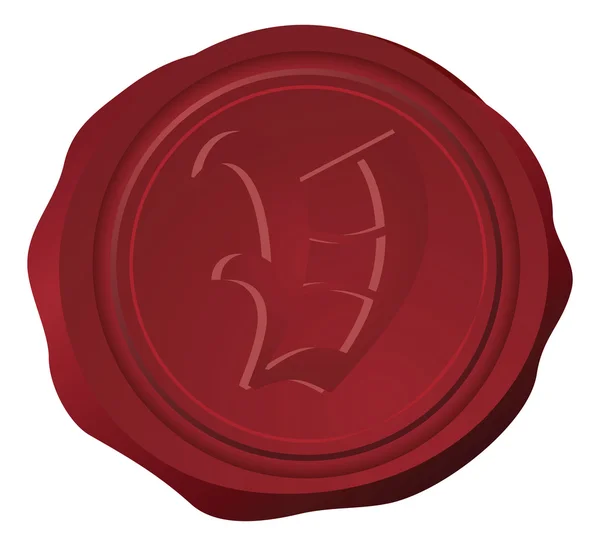 Selo de cera vermelha isolado sobre branco — Vetor de Stock