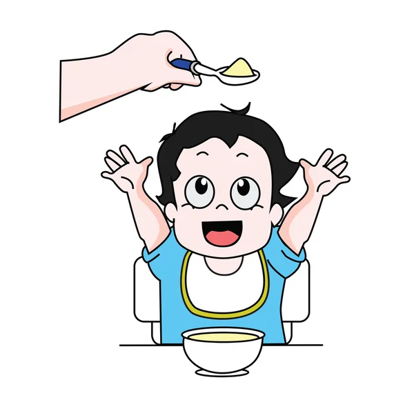 Векторна ілюстрація матері, що годує свою щасливу дитину — стоковий вектор