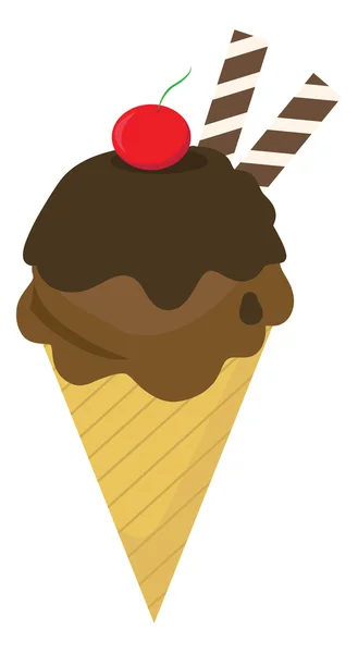 Crème glacée aux cerises et fruits — Image vectorielle