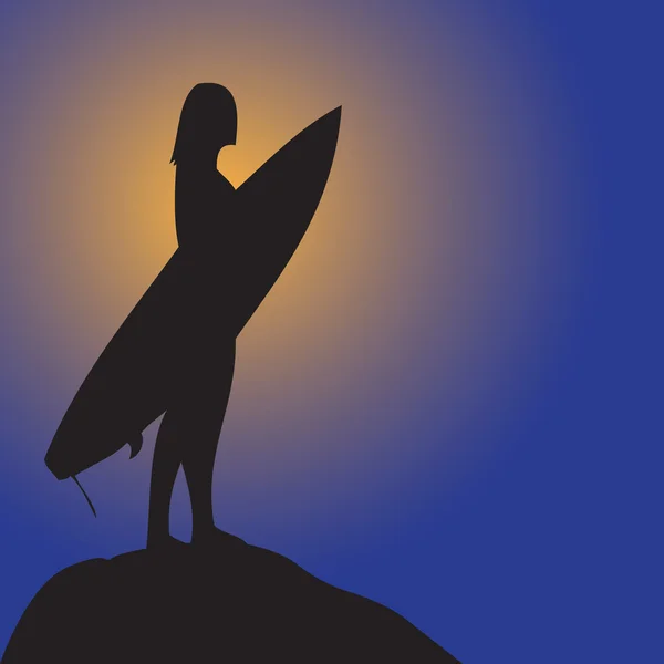 Silhouette de surfeurs — Image vectorielle