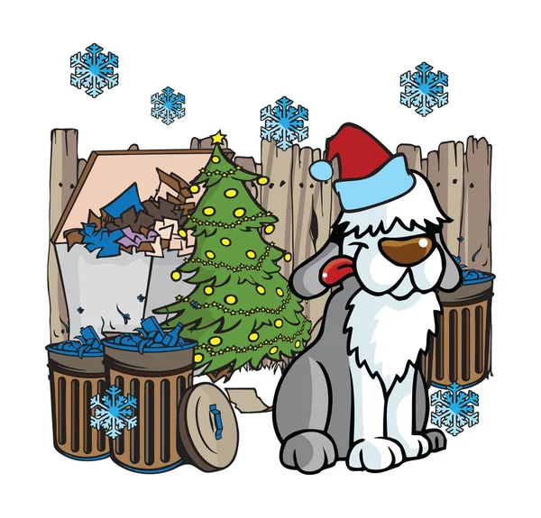 Сором'язлива собака Різдвяні ілюстрації — стоковий вектор