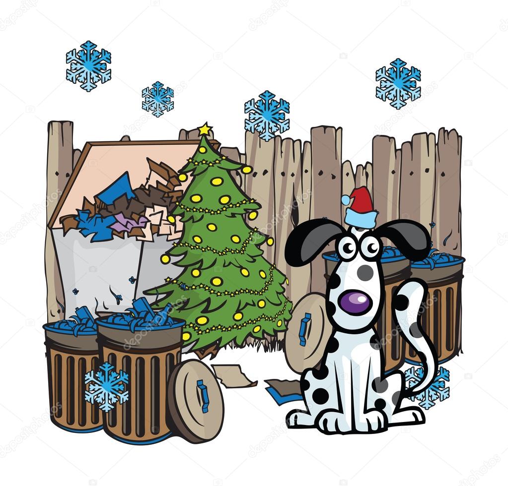 junkyard dog Christmas illustrations 