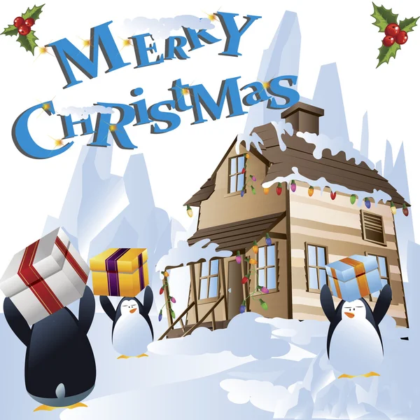 Pinguins de Natal clip-art —  Vetores de Stock