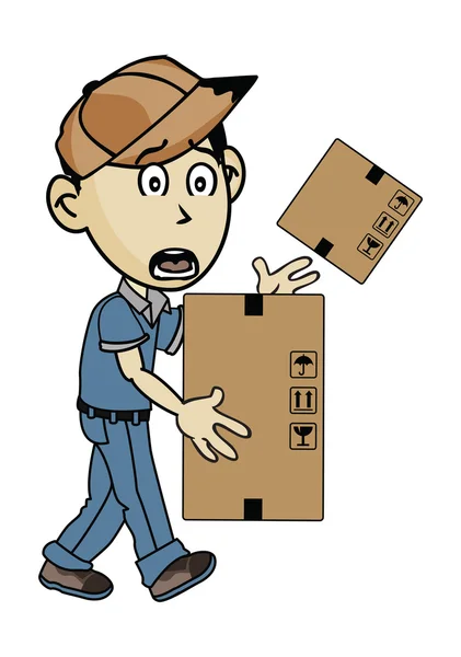 Uomo di consegna che porta scatola — Vettoriale Stock