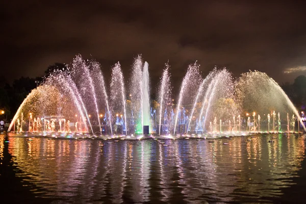 Fuente de colores en las luces de la noche —  Fotos de Stock