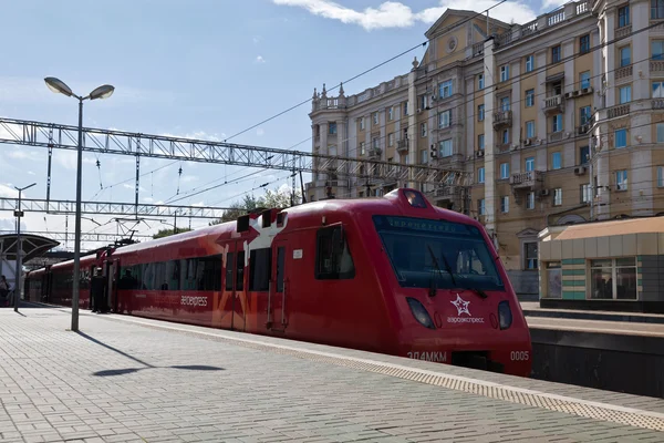 Aeroexpress train im belorussky station.moscow. aug, 30.8.2015 — Stockfoto