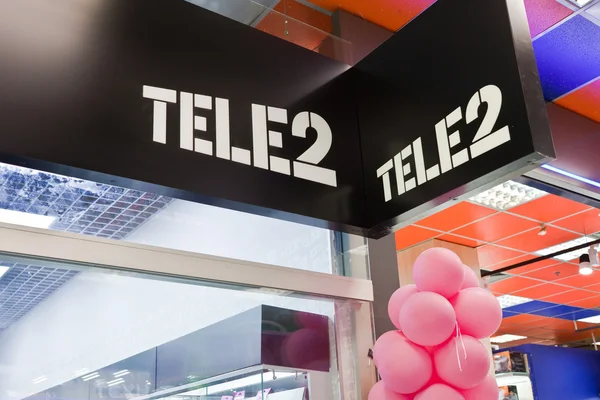 Escritório Tele2 no centro comercial — Fotografia de Stock