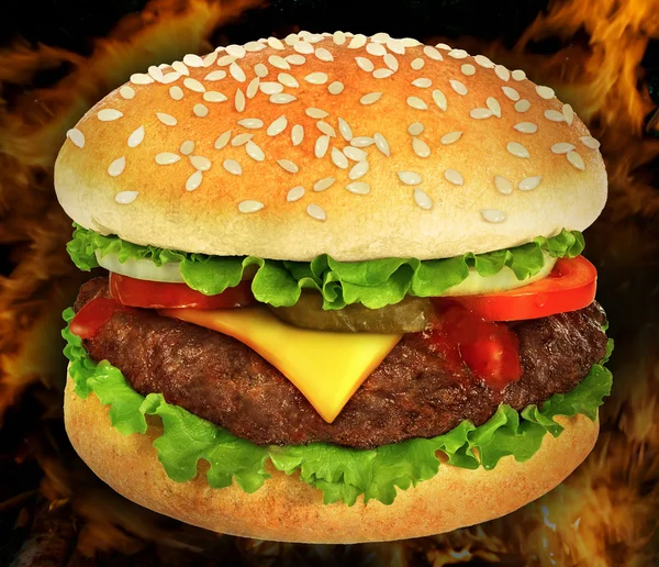 Big hamburger close up — Stock Photo, Image