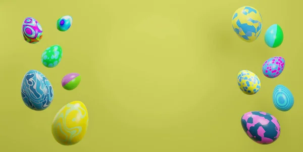 Paskalya konsepti. Boş uzayı olan yumurta çerçevesi. 3d hazırlayıcı