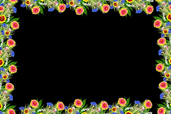 五颜六色的小花的葵花的花束。娇嫩的花朵分离和提纯 — 图库照片