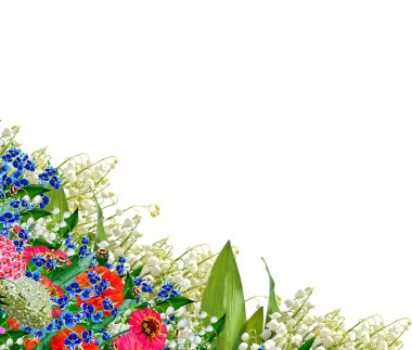 Beyaz arka plan üzerinde izole güzel çiçekler. Çiçekli adam